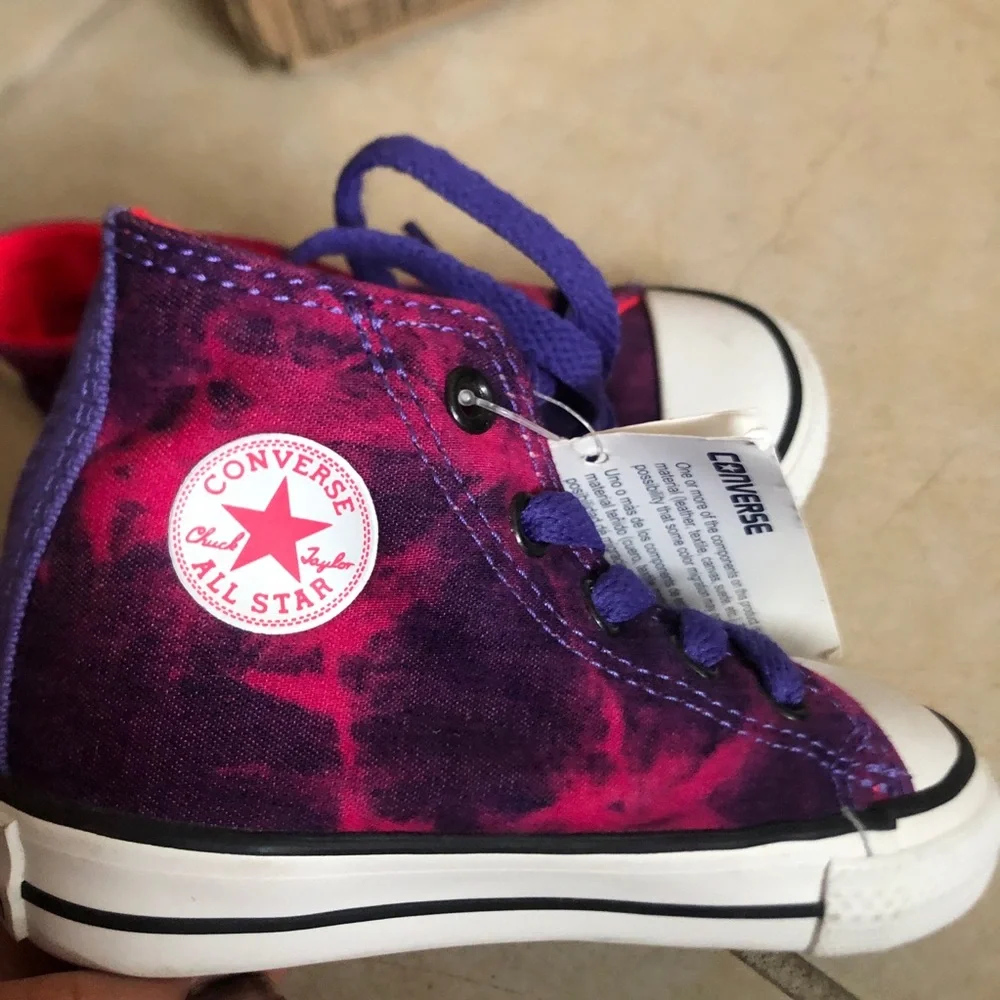 NEW Converse Chuck Taylor All Stars Infant Purple Pink Tie-Dye High Top Sneakers